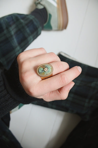 Bague Fleur vert