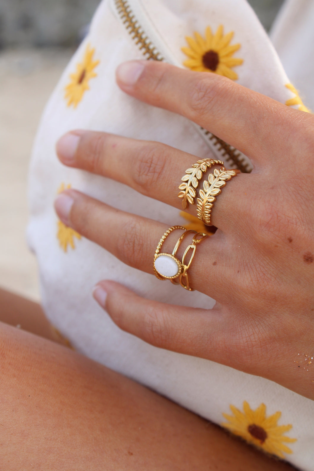 Bague Palmyre agate blanche