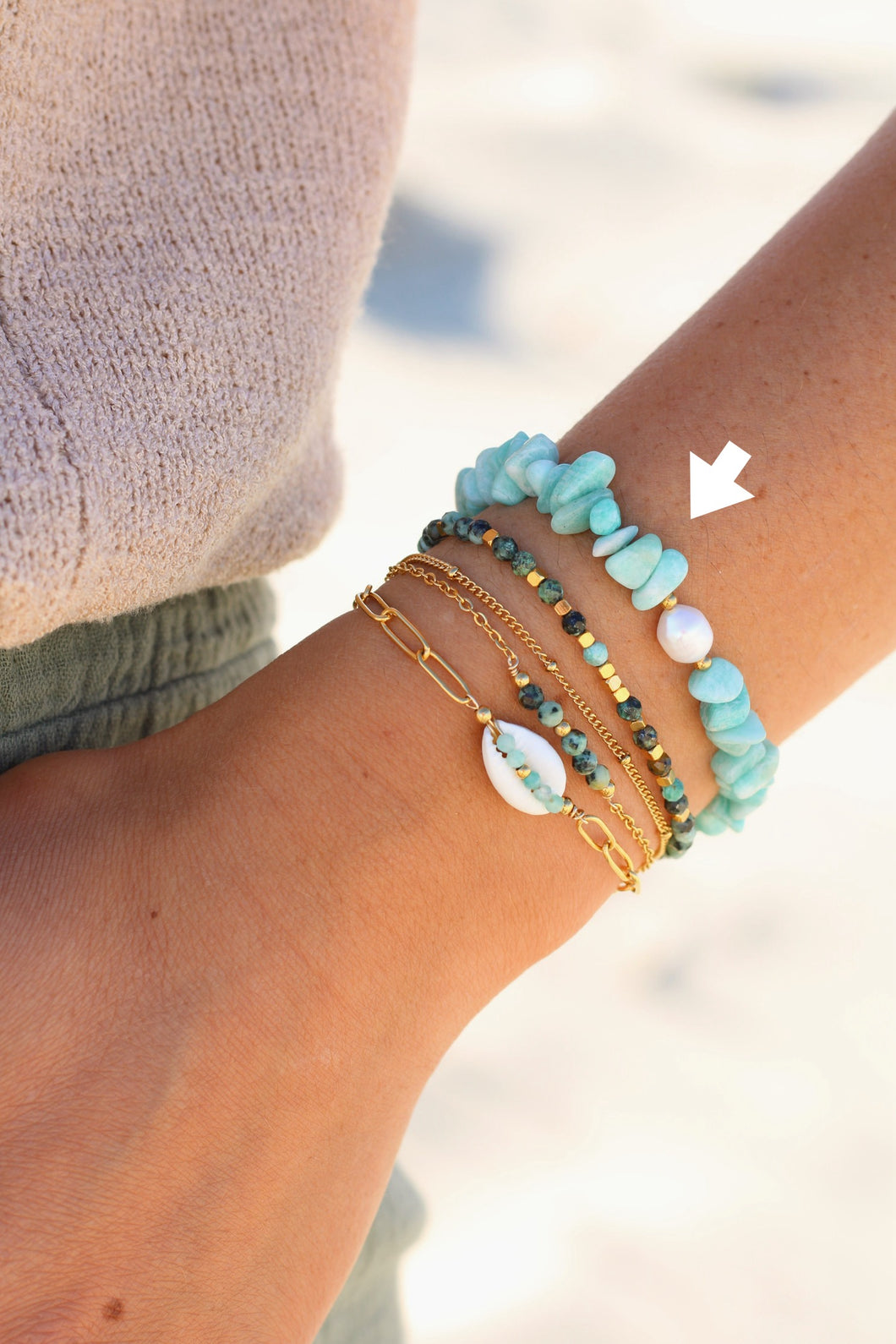 Bracelet chips amazonite