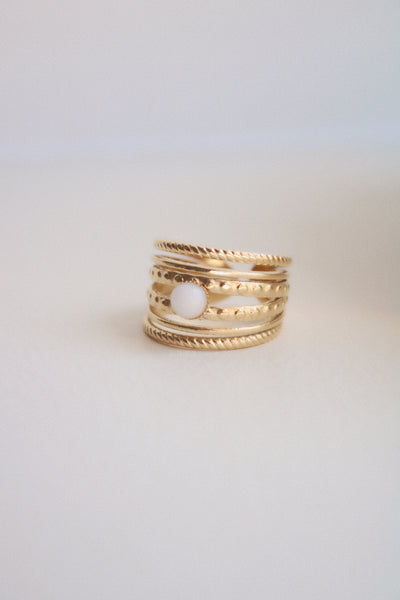 Bague pierre blanche