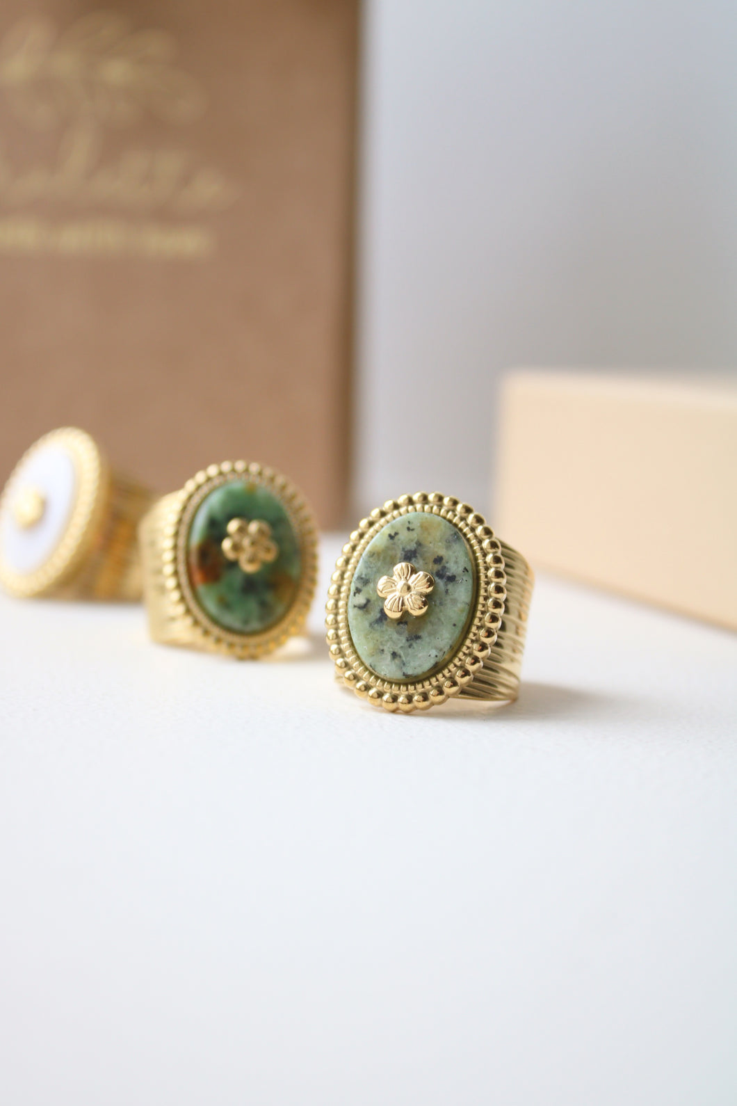 Bague Fleur vert