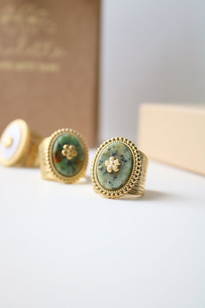 Bague Fleur vert